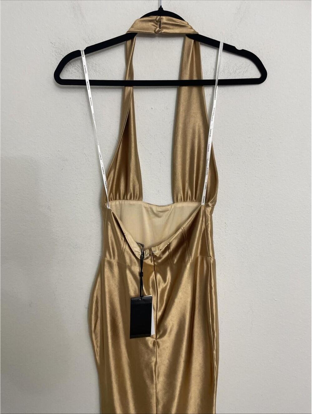Retrofete Gold Metallic Halter Gown - Picture 7 of 12